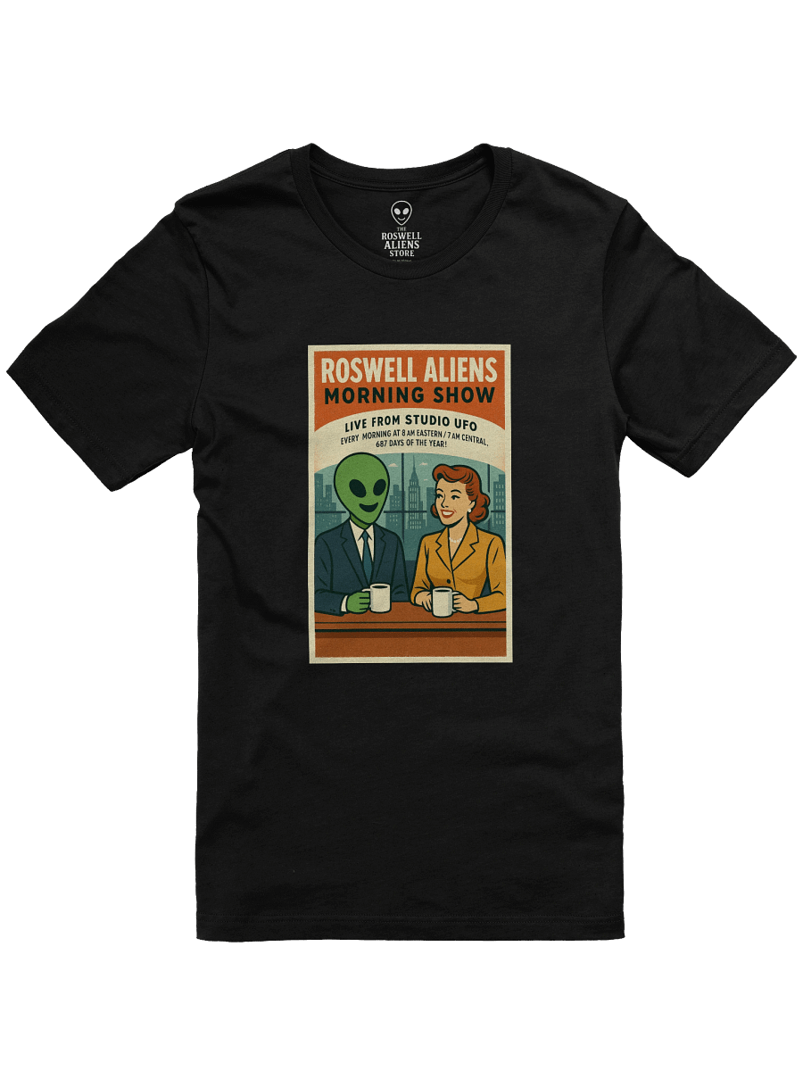 Studio UFO TV Anchorman Morning Show Roswell Aliens Retro 1950's Poster Unisex T-Shirt product image (2)