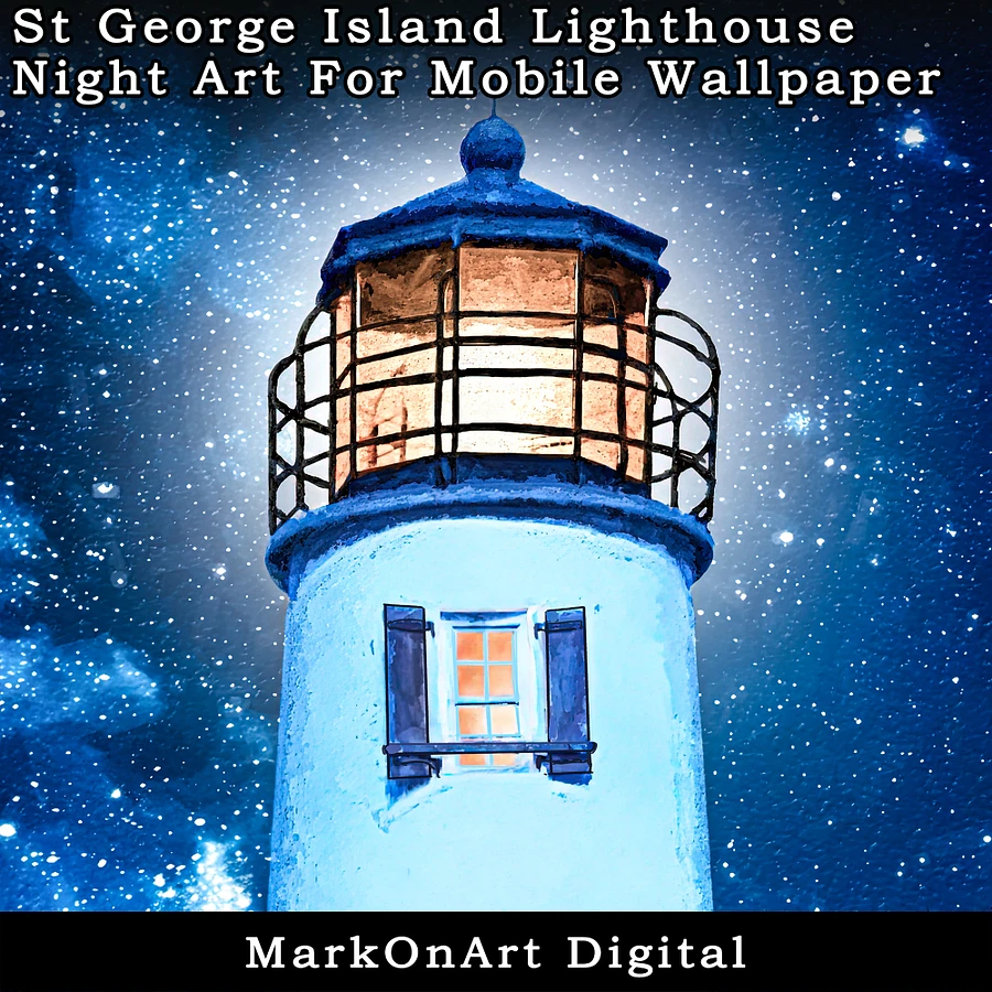 St George Island Lighthouse Night Art For Mobile Phone Wallpaper or Lock Screen | High Res for iPhone or Android Cellphones product image (3)