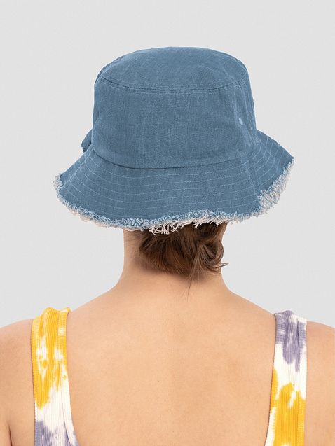 Photo showing Capstone Distressed Denim Bucket Hat