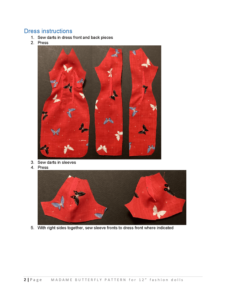Madame Butterfly sewing pattern for 12" fashion dolls product image (3)