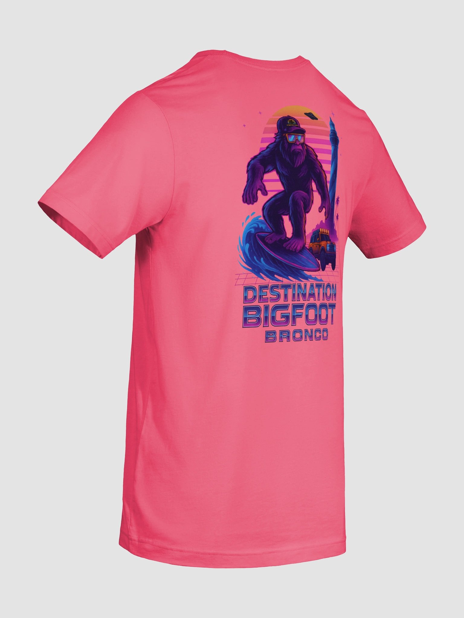 Destination Bigfoot Bronco Synthwave T-Shirt (Pink) product image (10)