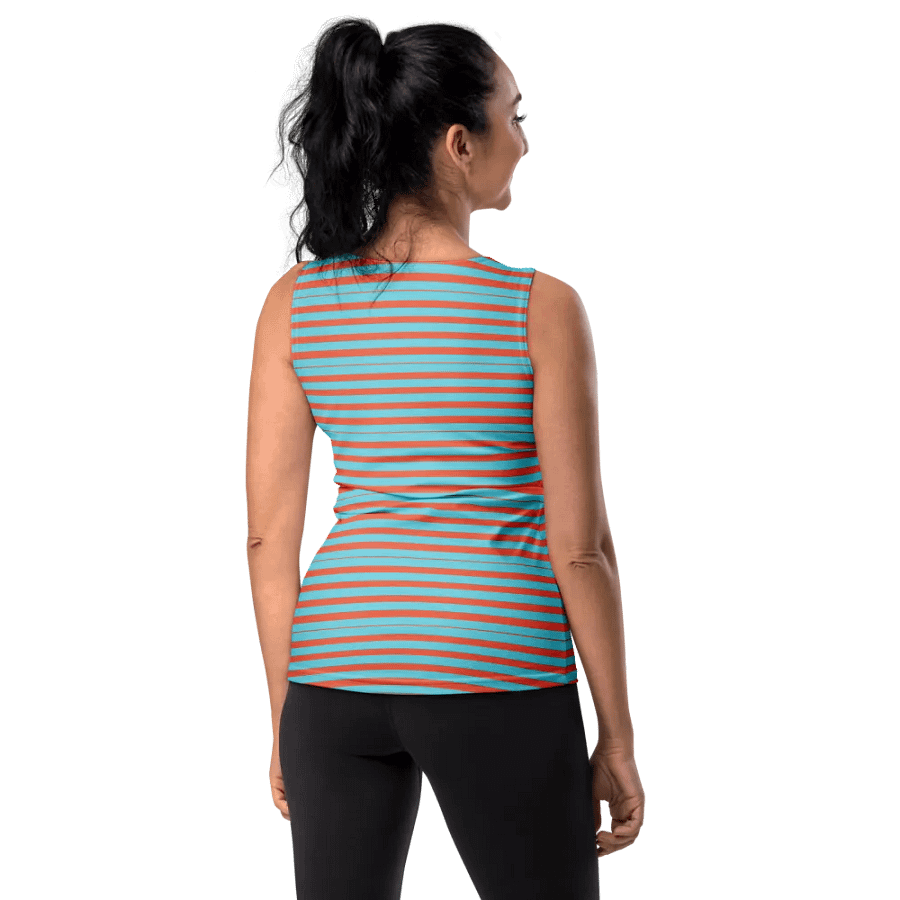 Egyptian Blue and Burnt Orange Striped Women's Tank Top product image (9)
