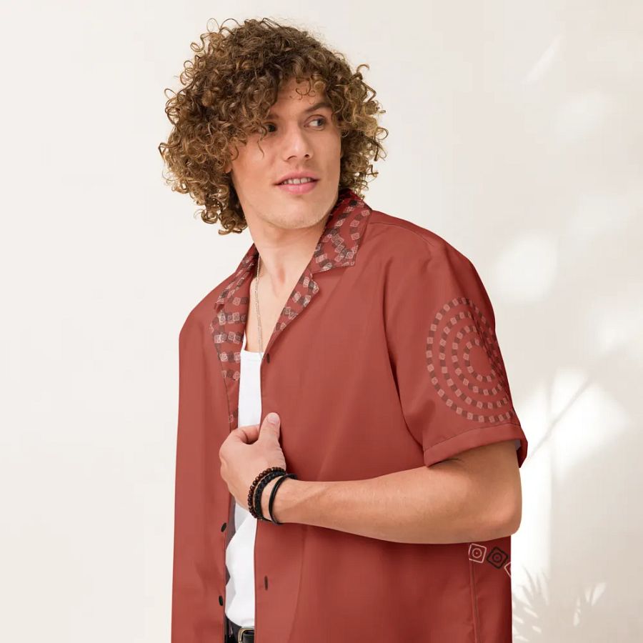 Optical Sun Icon / MO Hawaiian Shirt / Red product image (8)