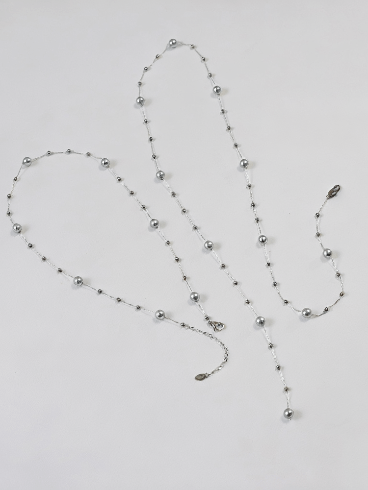 glass Silver pearl Necklace | 18K Gold Plated product image (11)