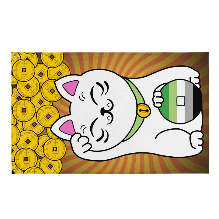 Maneki neko aromantic pride flag product image (1)