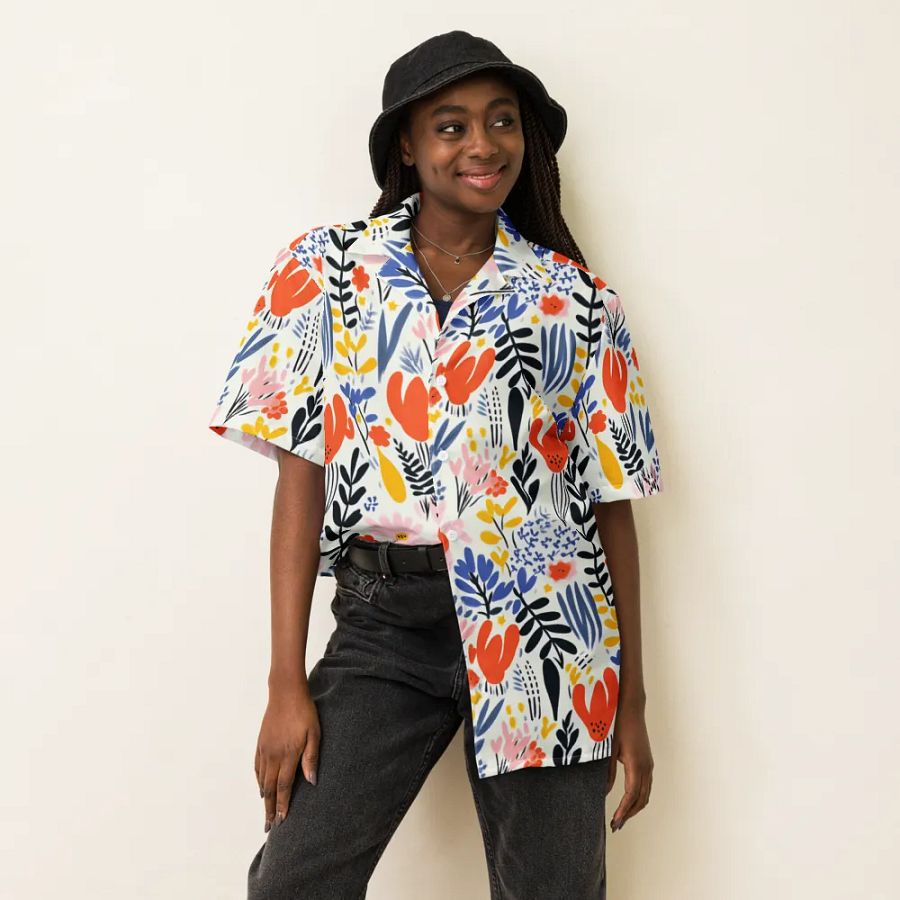 Retro Flowers Orange Hawaiian Shirt product image (6)