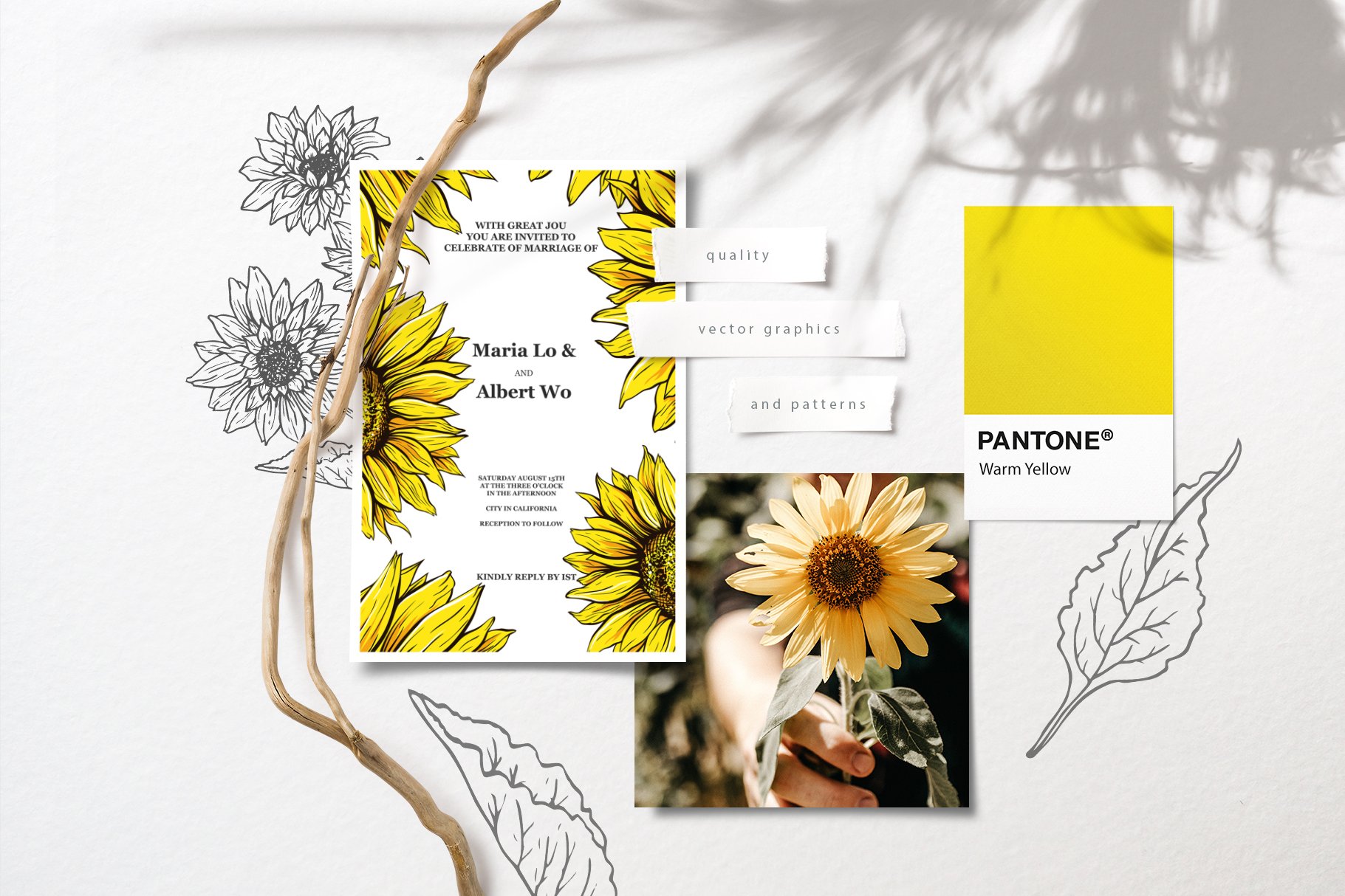 Sunflower Seamless Pattern Bundle, Sunflower Clipart, Autumn Digital Papers Line Art product image (11)