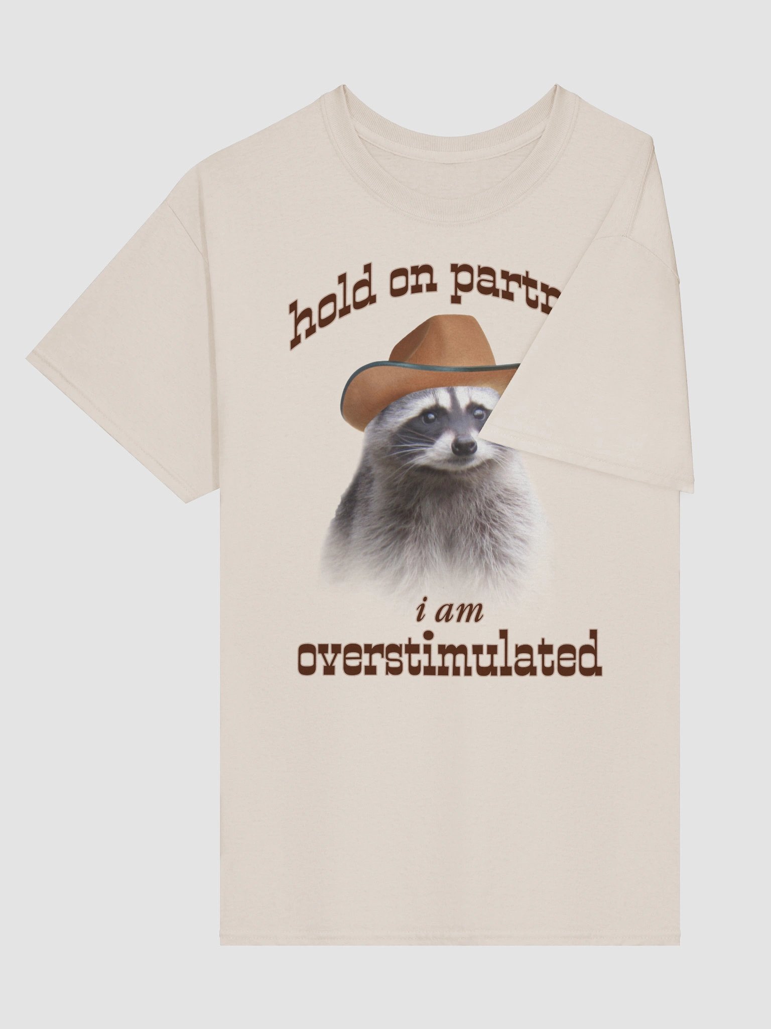 Hold On Partner I'm Overstimulated - Raccoon T-shirt product image (4)
