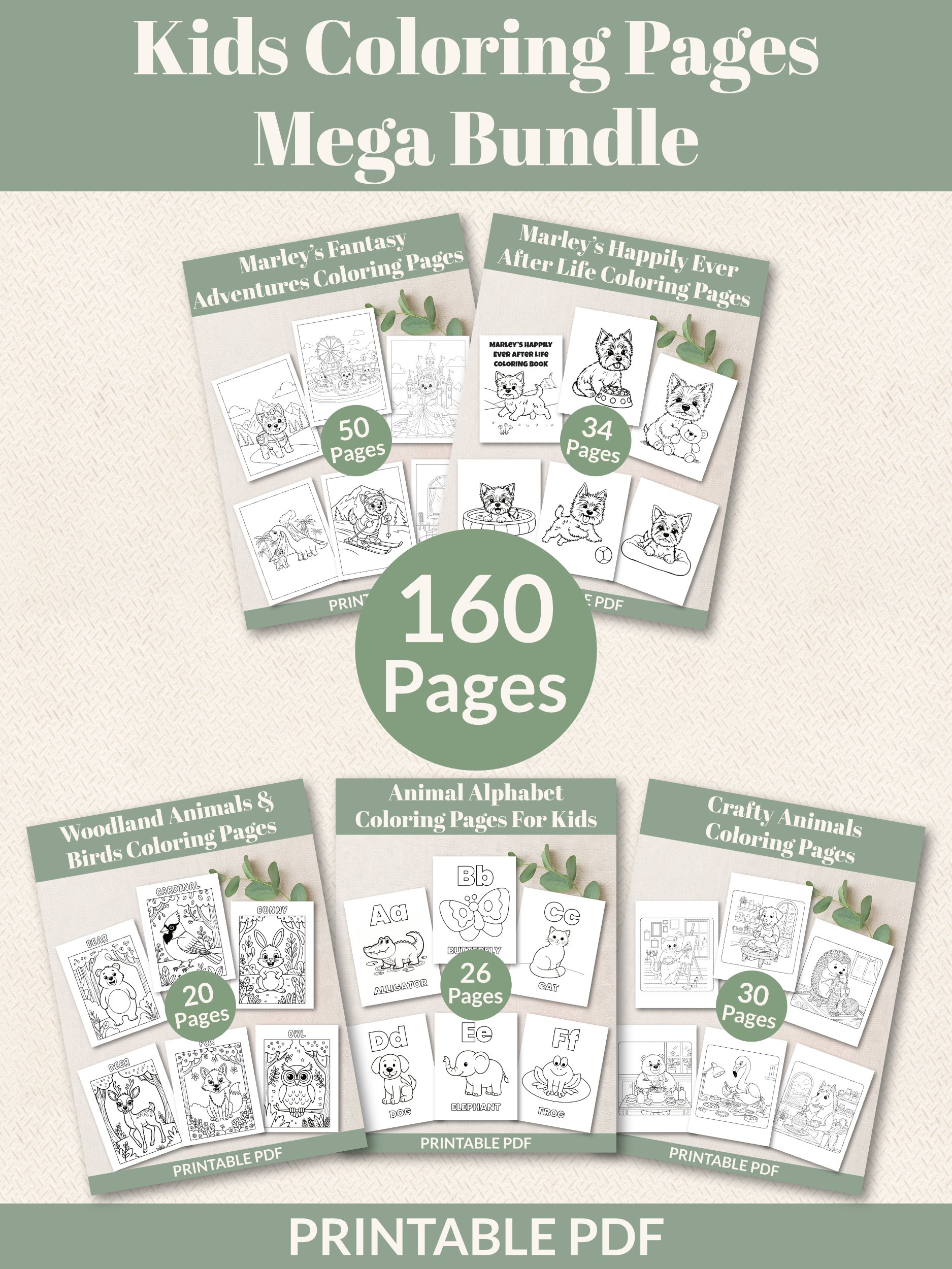 Printable Kids Coloring Pages Mega Bundle - 160 pages product image (2)