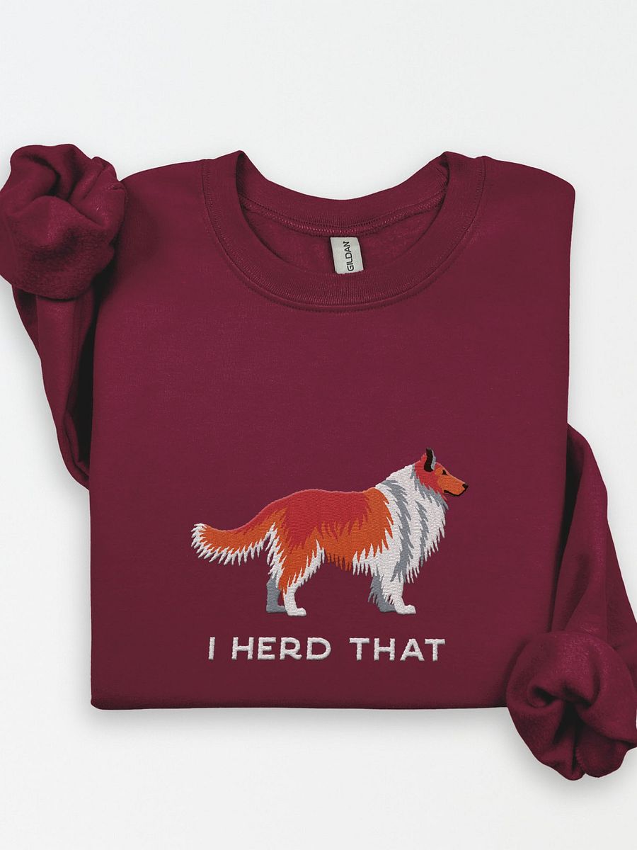 I Herd That Sweatshirt (Embroidered) of a Shetland Sheepdog(Red) product image (1)