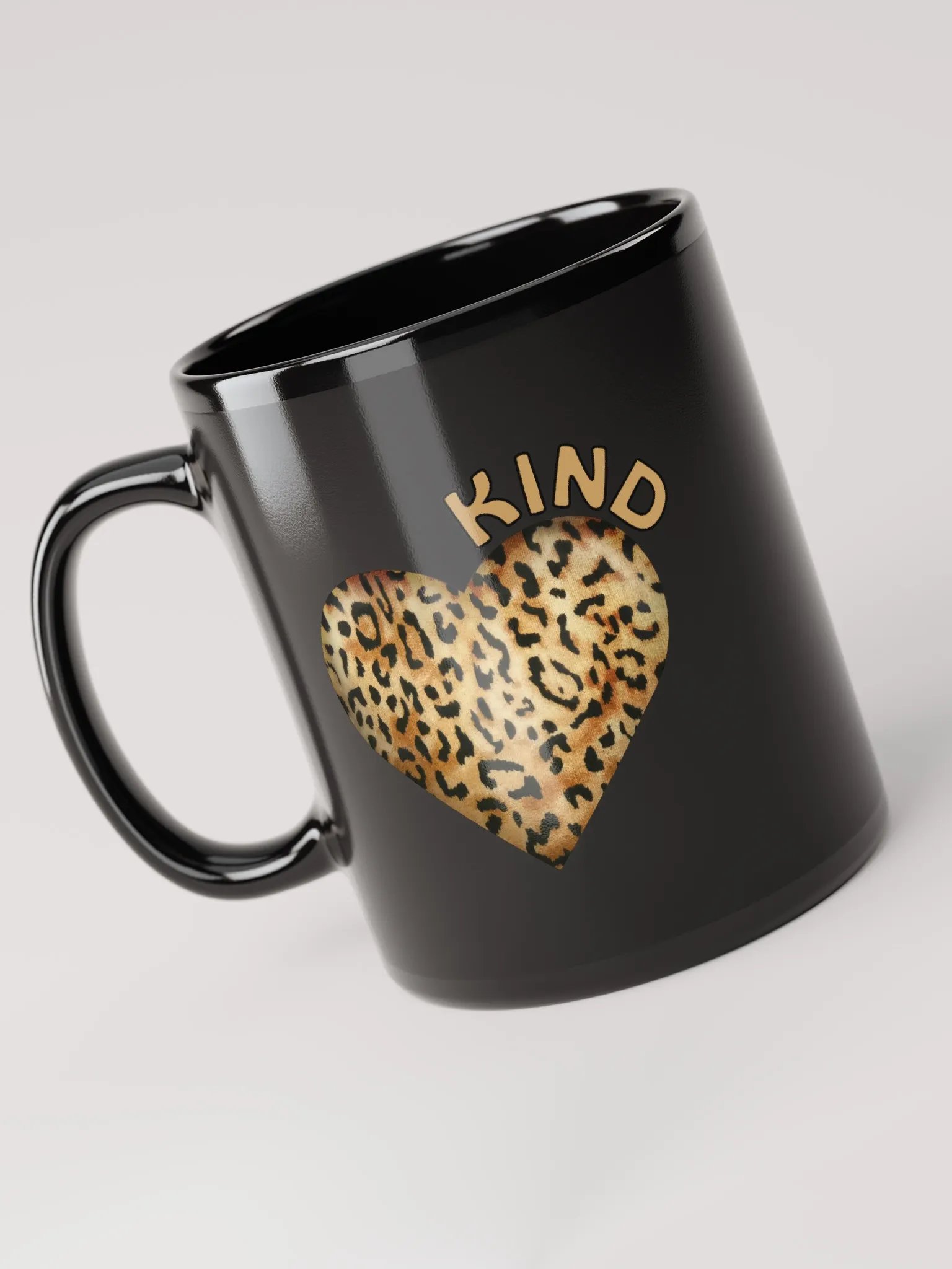 Leopard Skin Kind Heart in Orange Gold - black Mug product image (3)
