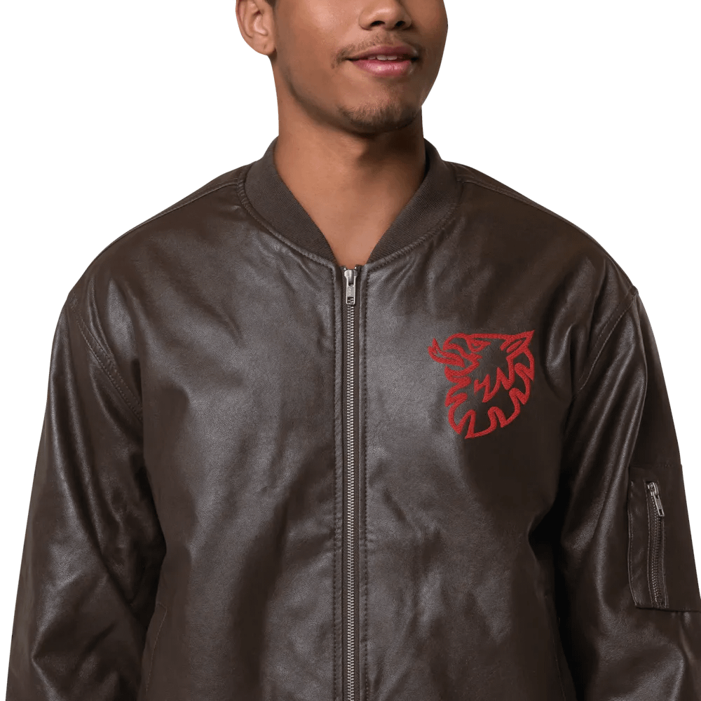 Faux Leather Bomber Jacket by Threadfast Apparel 395J/Grip Red product image (12)