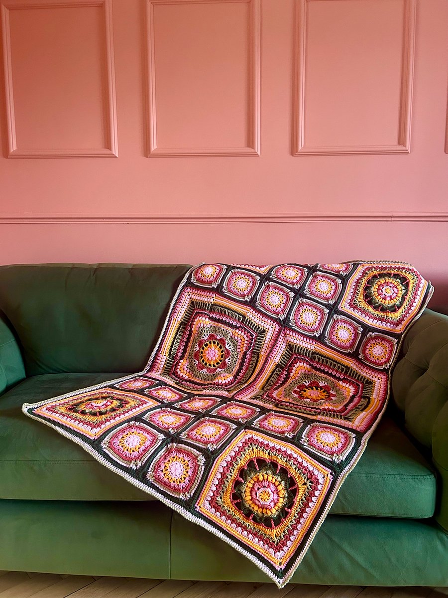 Floral Bloom Spring Crochet Blanket - Crochet Squares Blanket Pattern PDF product image (3)