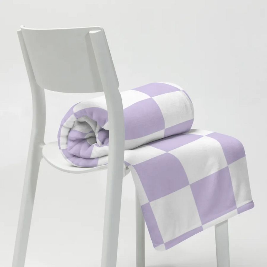 Squares White and Lilac/Throw Blanket by Allcolor product image (8)