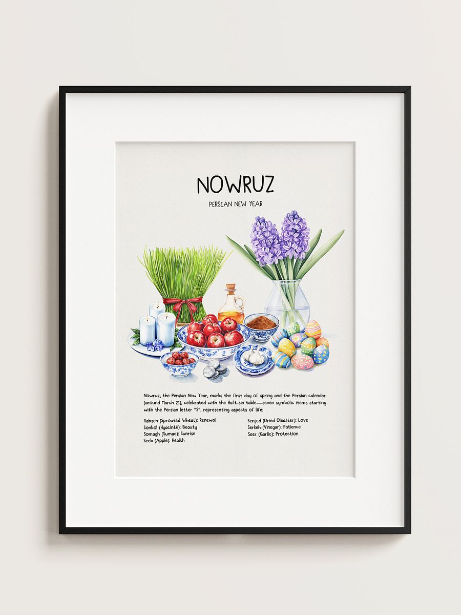 Nowruz Watercolor Art, Haft-sin Table, Persian New Year, Printable Wall Art, Persian Art, Watercolor Food Illustration, Digital Art, Norooz product image (10)