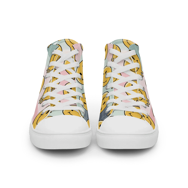 'Happy Face' Women's Handmade High Top Canvas Shoes product image (1)
