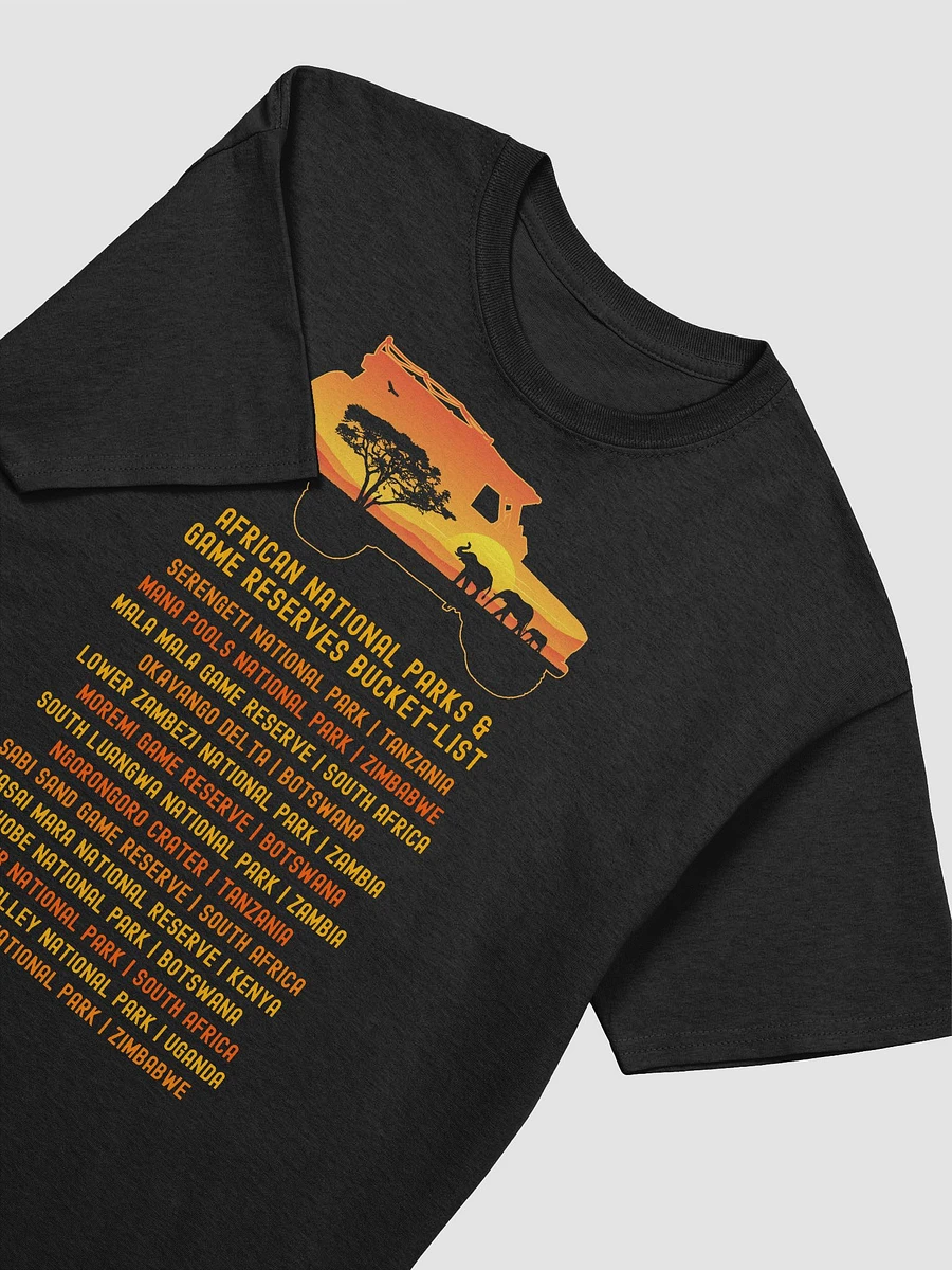 African Safari Vehicle 4x4 T-Shirt | African Safari Bucket List | Vintage Sunset | Elephant Family | Acacia Tree product image (4)