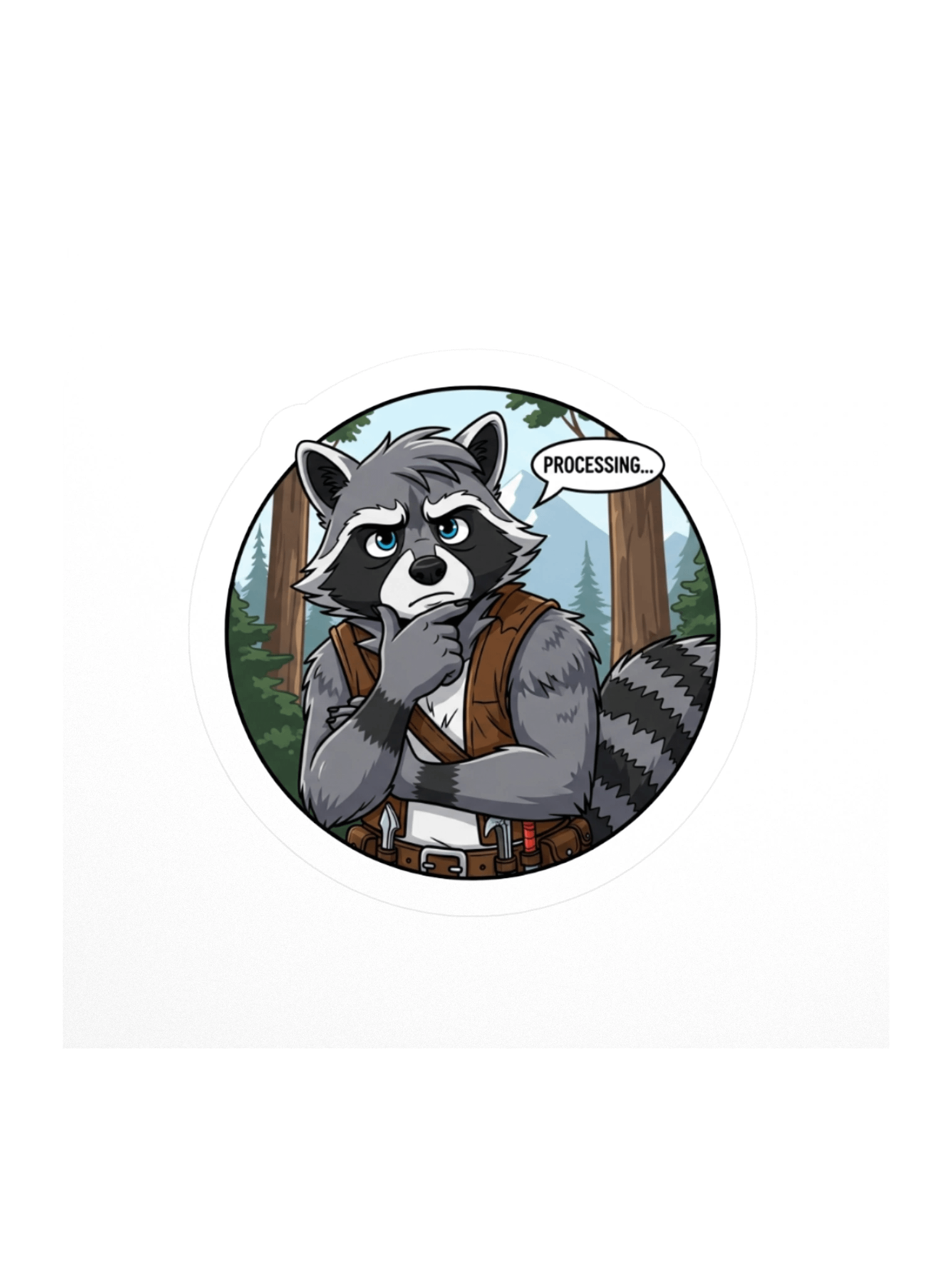 Thoughtful Raccoon Process Sticker product image (1)
