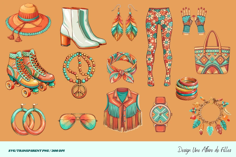 70s Fashion Accessories - 30 VECTOR CLIPART product image (4)