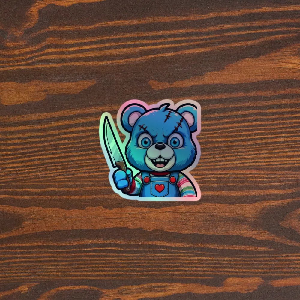 Menacing Blue Bear Holographic Sticker Sheet product image (5)