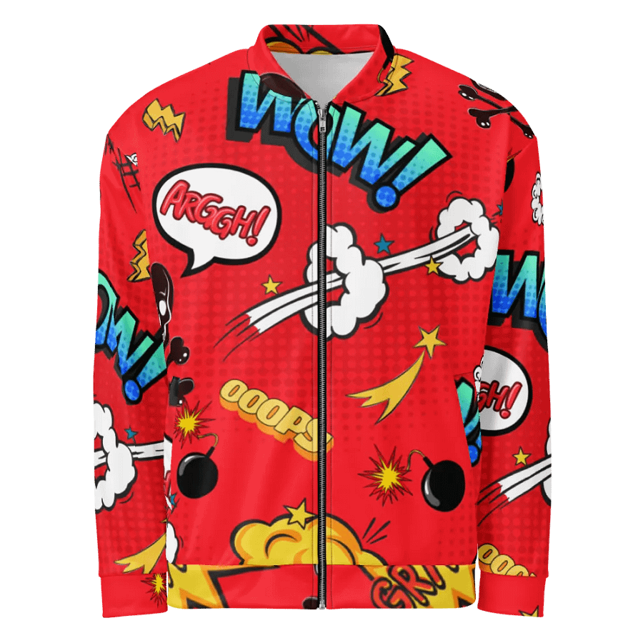 Red Comic Speech Bomer Jacket product image (1)