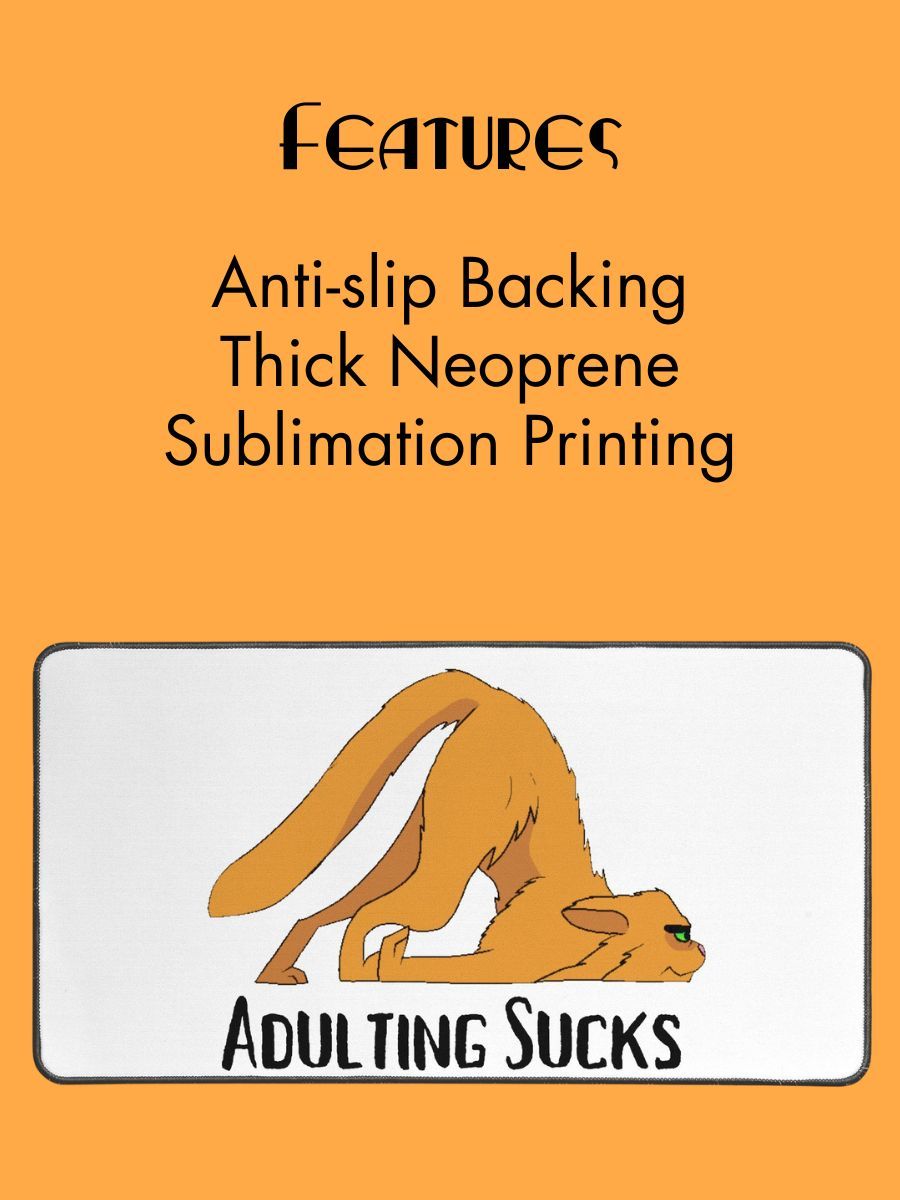 Adulting Sucks Gaming Mat - Dragging Face Cat Desk Pad product image (2)