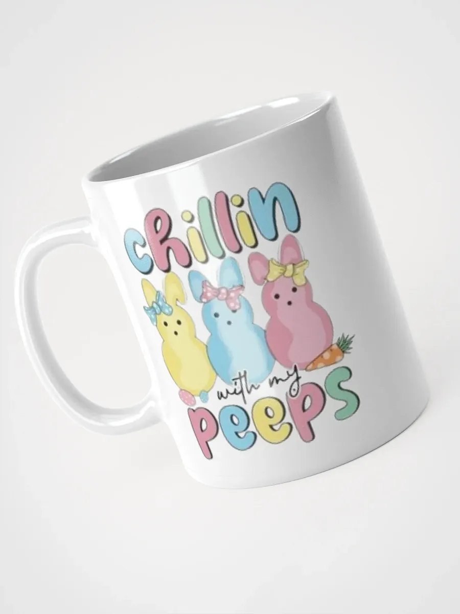 White Glossy Mug Cute Peeps product image (3)