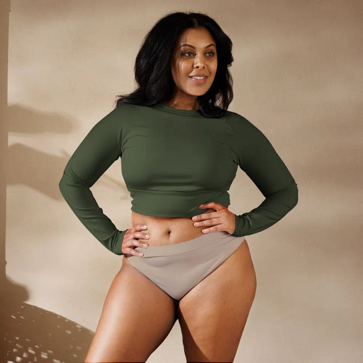 Olive Cropped Rash Guard product image (1)