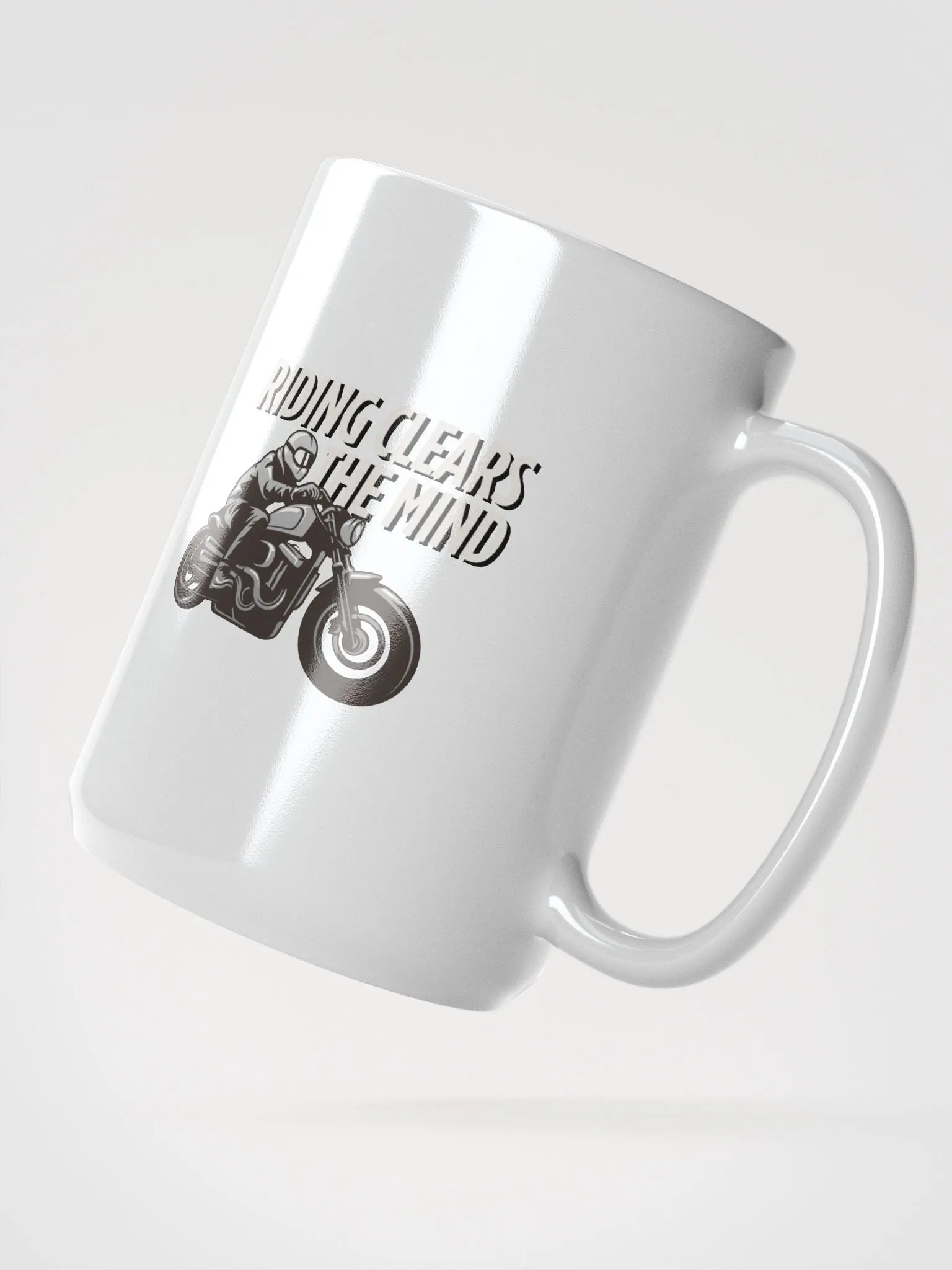 Ride Clear - Monochrome Motorcycle Mug | Riding clears the mind. product image (2)