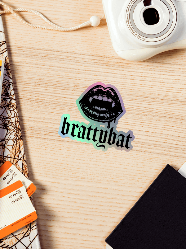 brattybat holographic logo sticker - black product image (3)