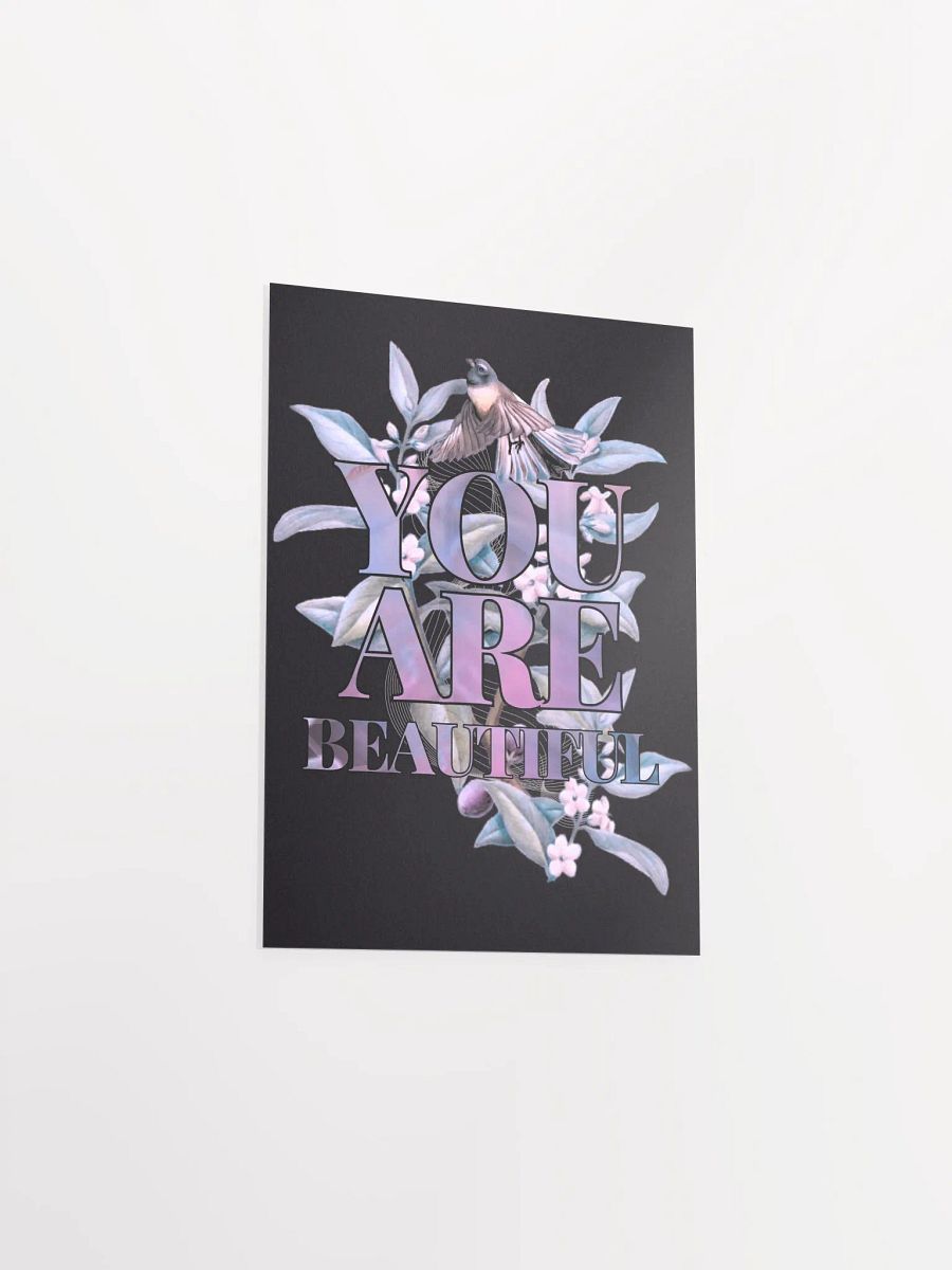 You are Beautiful - Piwakawaka and Ngaio Wall Print on Black product image (1)