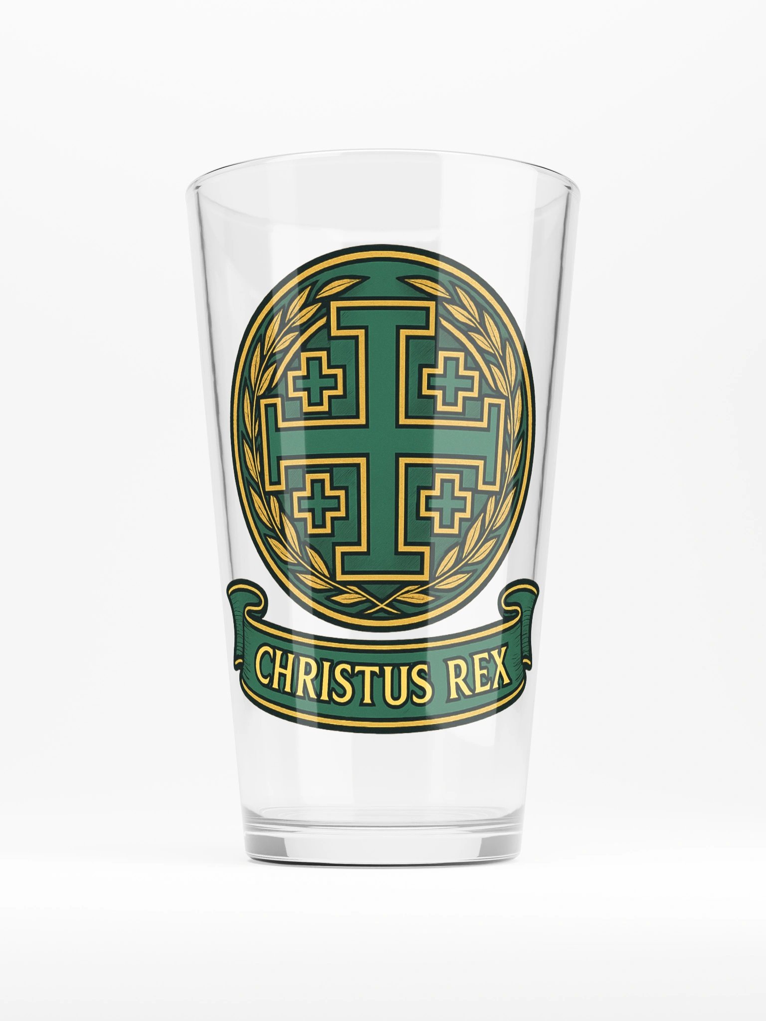 Jerusalem Cross Christus Rex Pint glass product image (1)