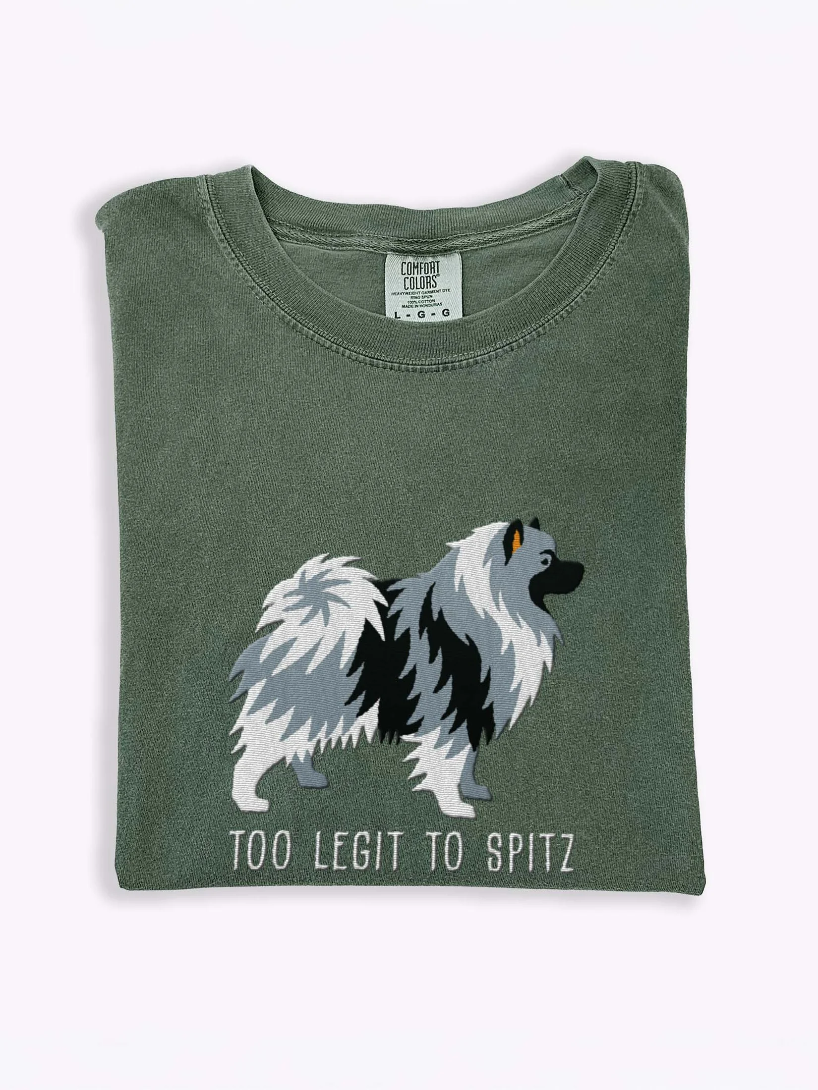Too Legit to Spitz T-Shirt(Embroidered) of a Keeshond(Gray) product image (1)
