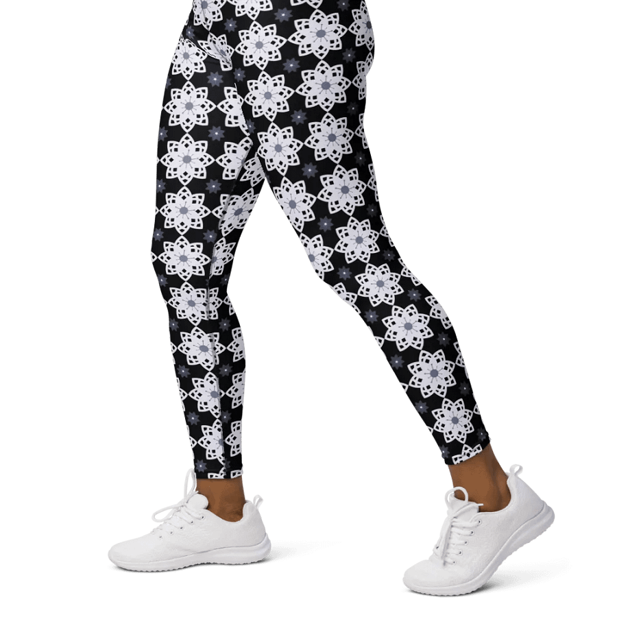 Elegant Floral Pattern High-Waisted Yoga Leggings product image (6)