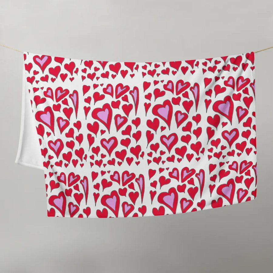 Hearts Drawing Throw Blanket product image (21)