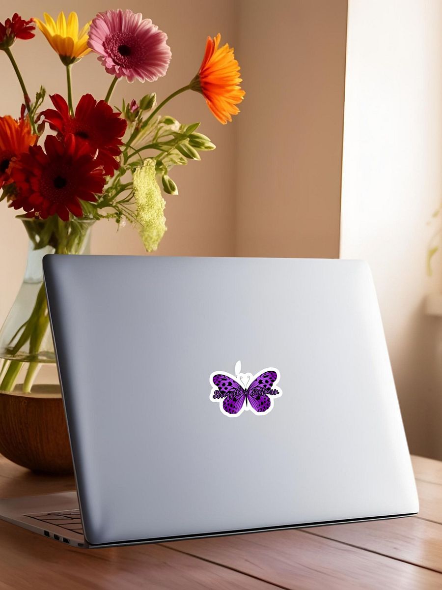 Strength in Softness – Purple Butterfly Inspirational Quote Sticker product image (3)