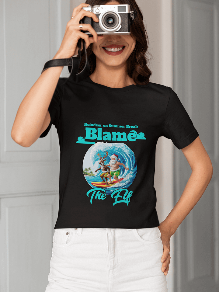 Surfing Santa and Reindeer T-Shirt product image (1)