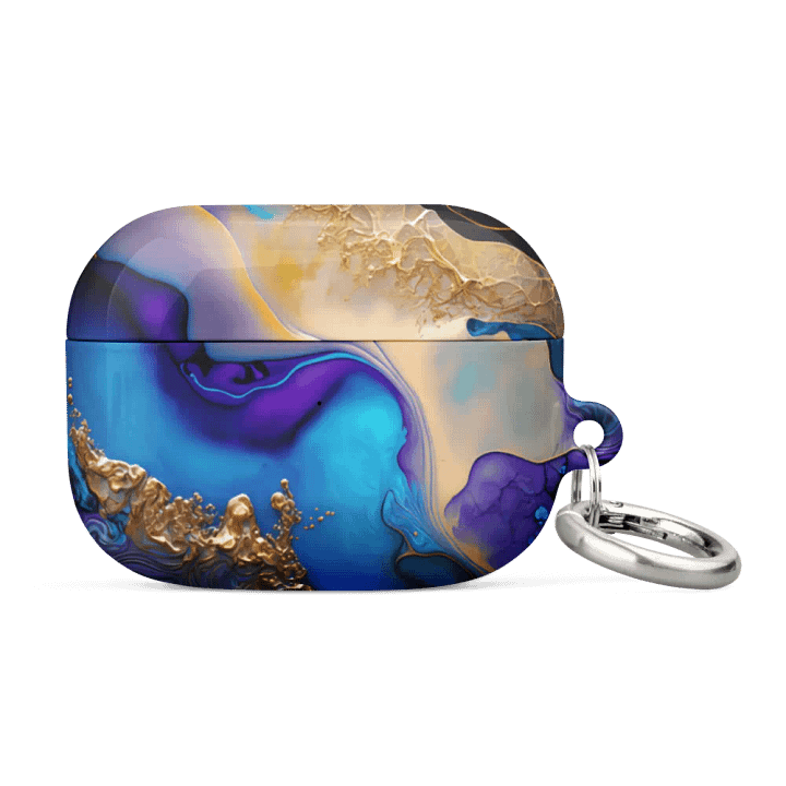 Purple Marble Designer Printed Hard Protective Shockproof Electroplating Wireless Charging Case Cover Keychain Compatible with AirPods 2 / 2nd Generation (Ocean Blue) product image (4)