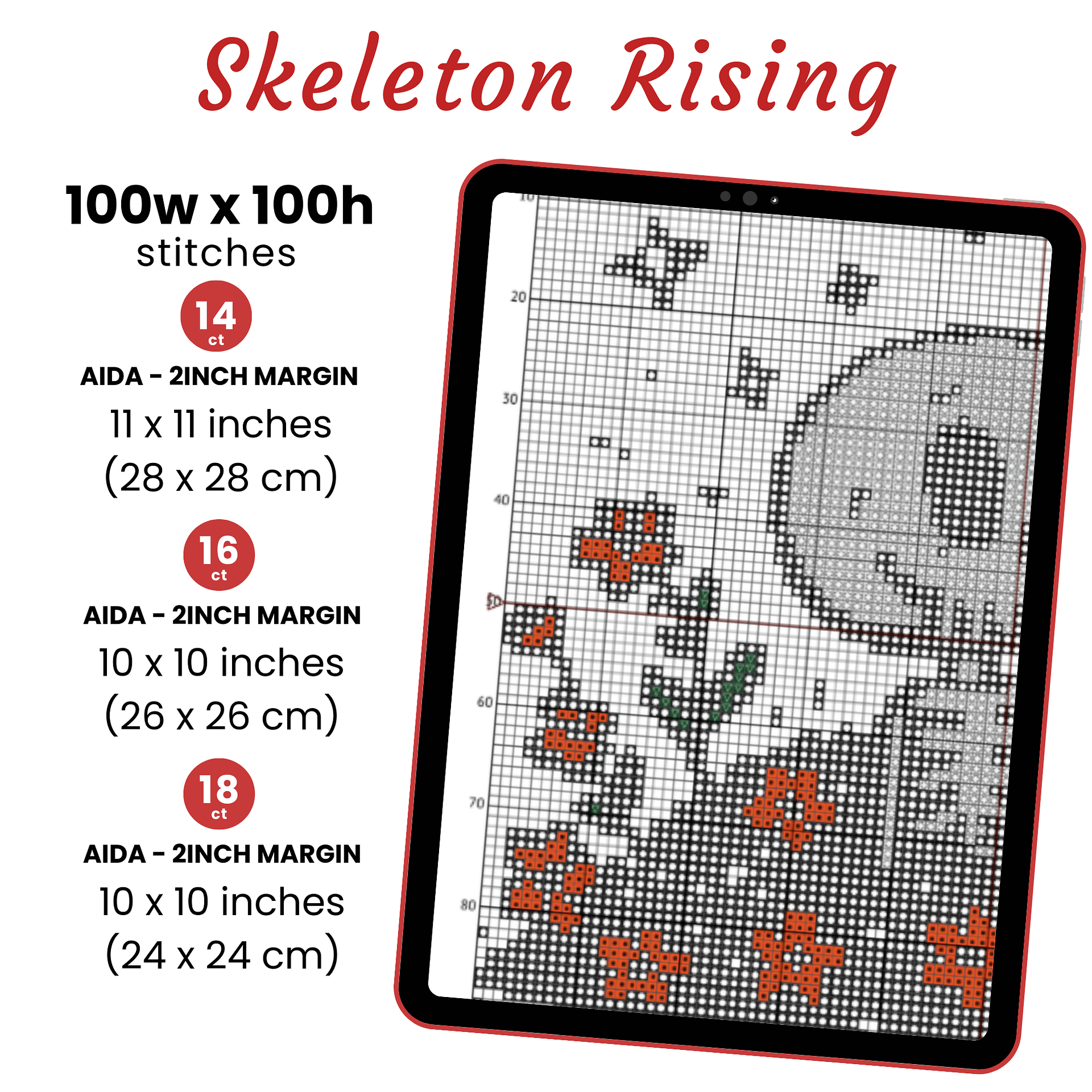 Skeleton Rising Cross Stitch Pattern product image (2)
