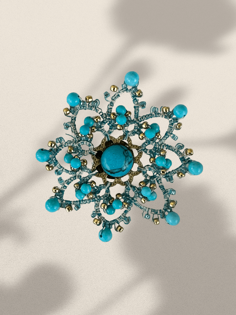 Lace Brooch with Turquoise Gemstone Accents product image (2)