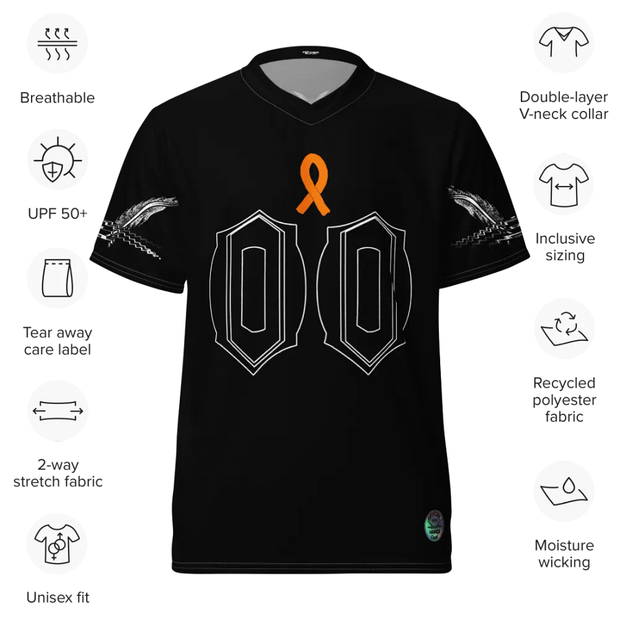 Cancer Awareness - Orange Ribbon - Black - Recycled Unisex Sports Jersey - White HApex Gear White Logo product image (9)