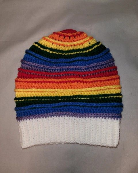 White Rainbow Slouchy Hat product image (1)