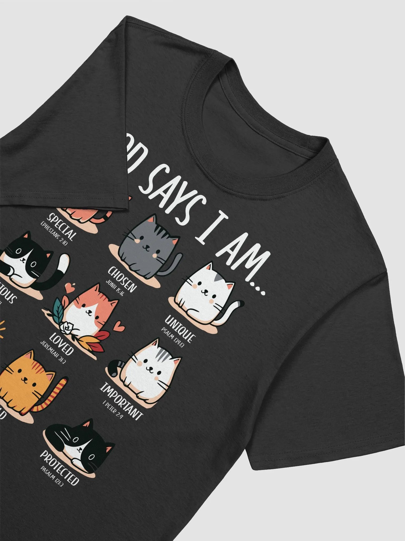 Whimsical Cat Crew T-Shirt -God Says I AM!!! product image (6)