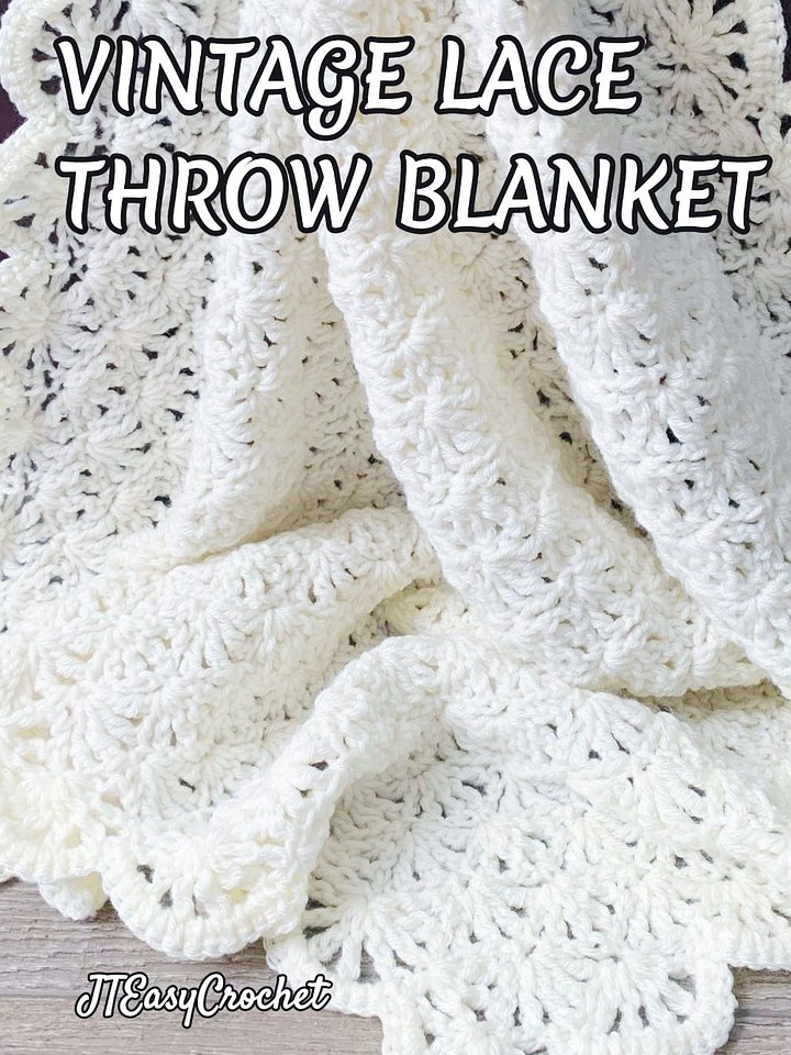 Retro Lace Throw Blanket Easy Crochet Pattern PDF Instant Download, Newborn Coming Home Carseat Stroller Cover Lap Afghan product image (1)