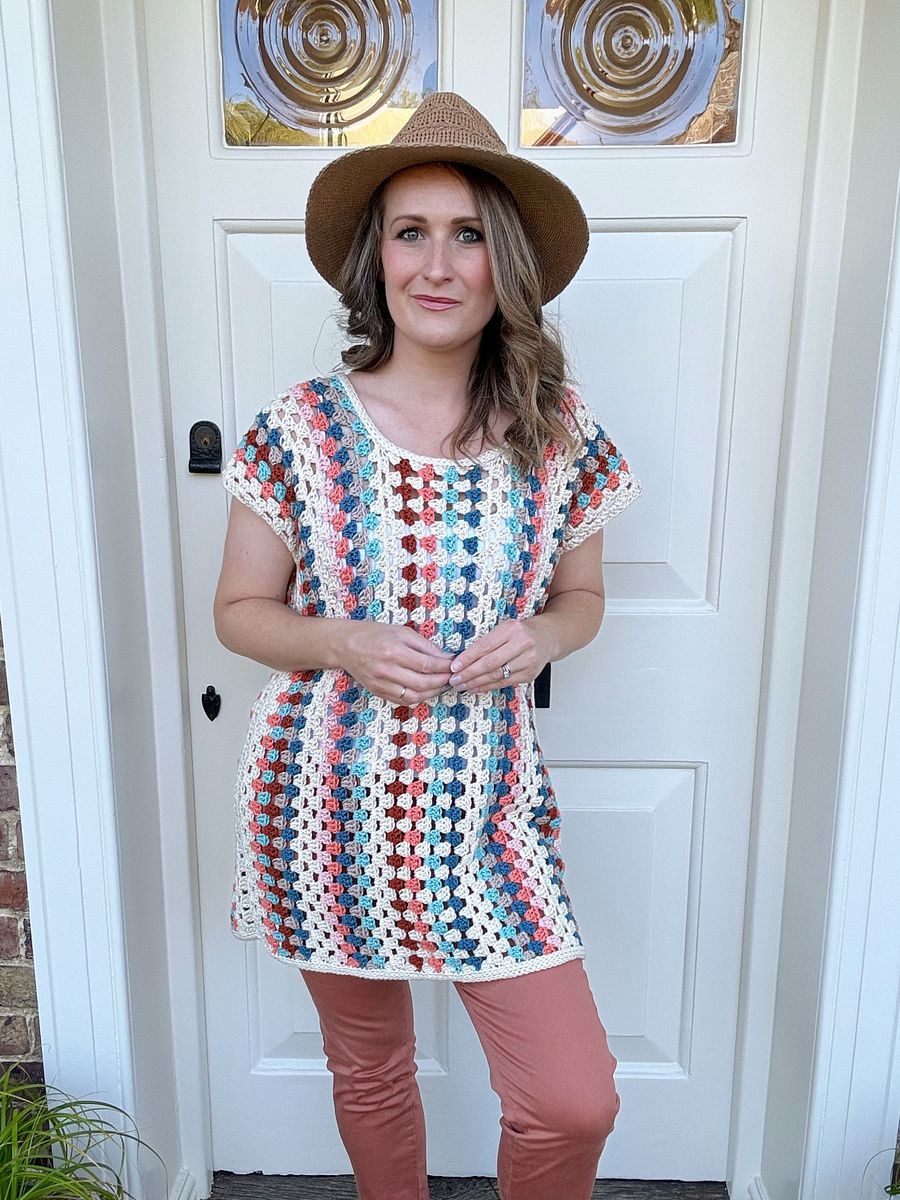 Retro Crochet Dress Pattern with Striped Granny Stitch - PDF pattern product image (9)