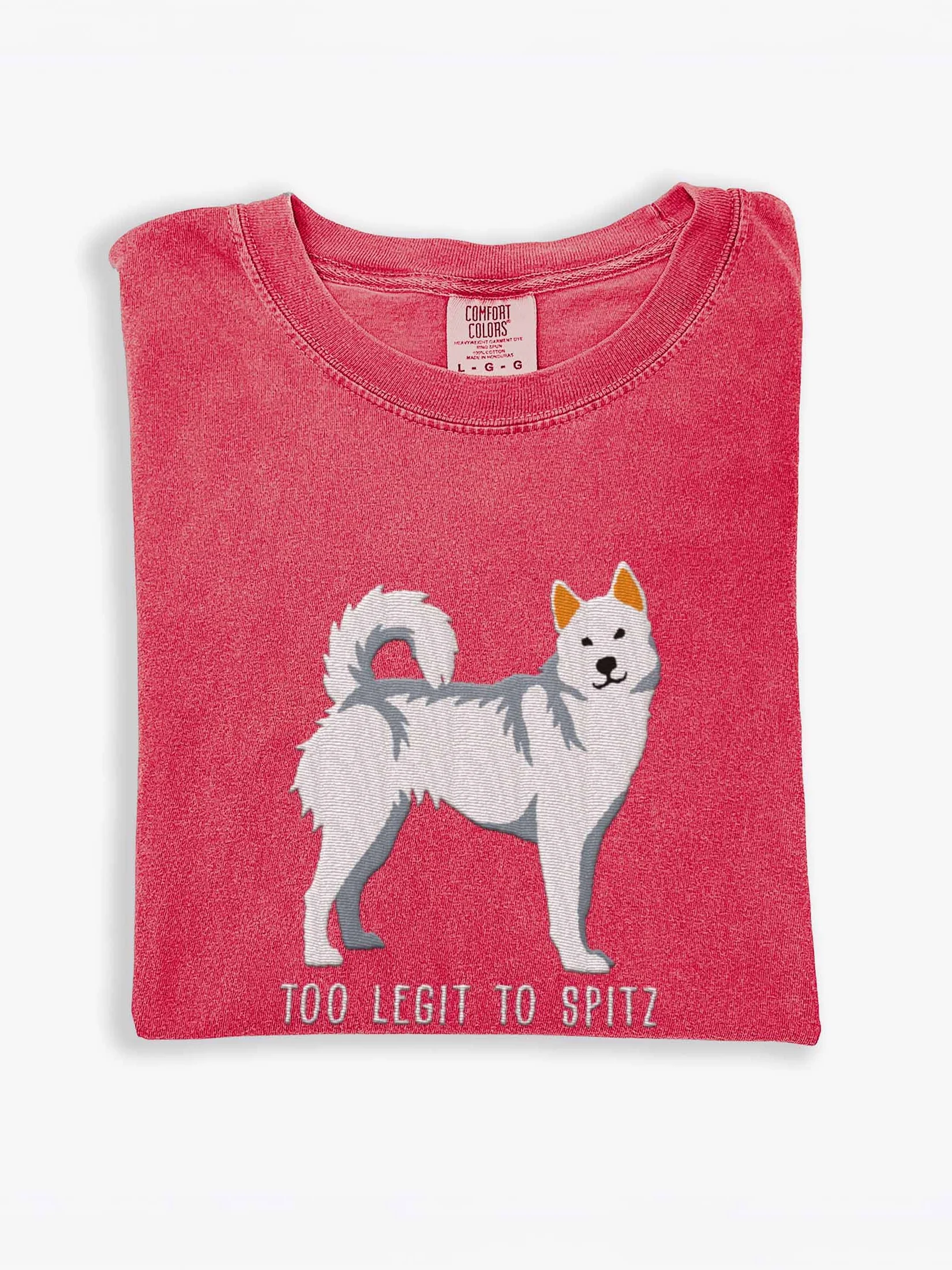 Too Legit to Spitz T-Shirt(Embroidered) of a Siberian Husky(White) product image (1)