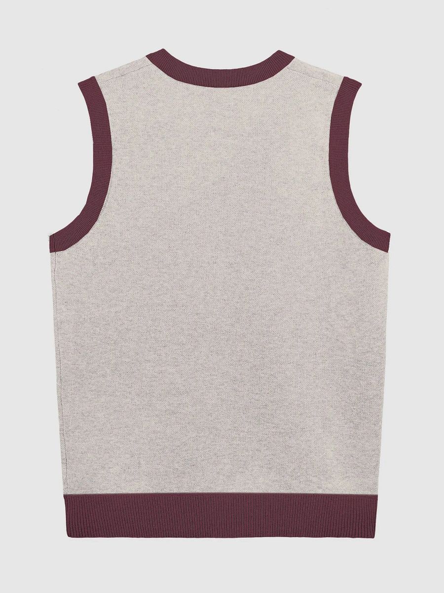 PLEASE DON'T MAKE ME TALK (tan and maroon) knitwear vest product image (7)