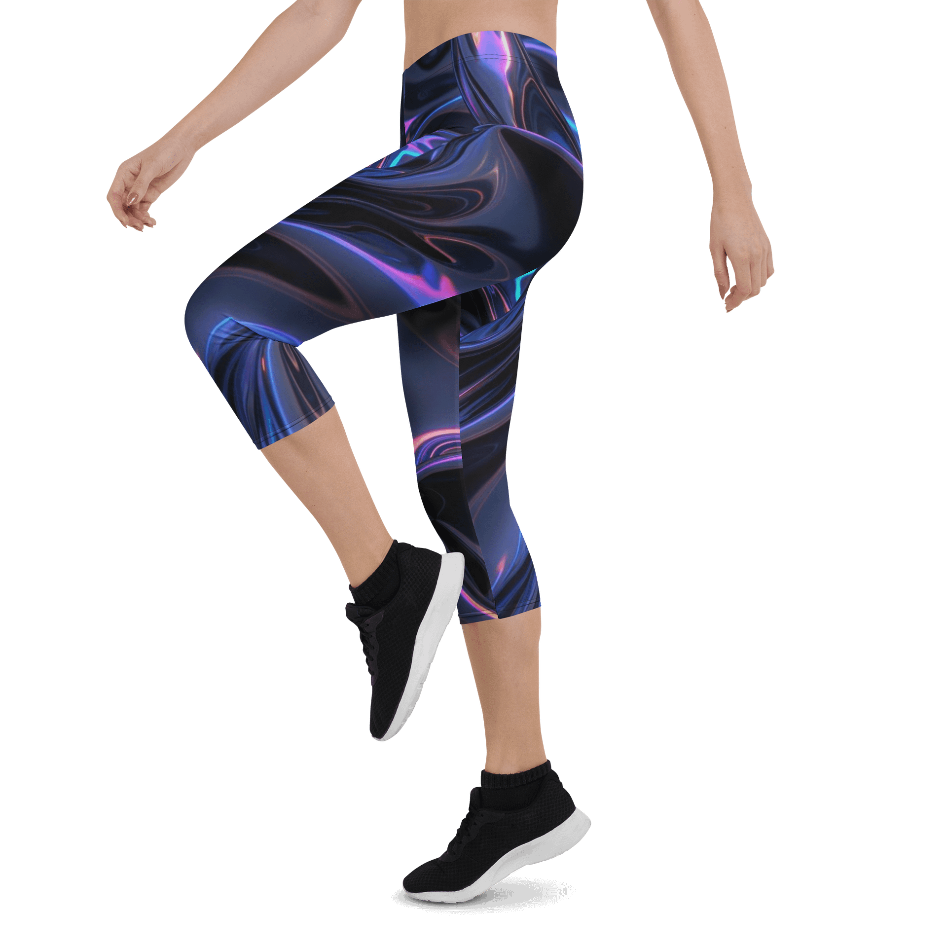 Abstract Liquid Waves Print Capri Leggings product image (3)