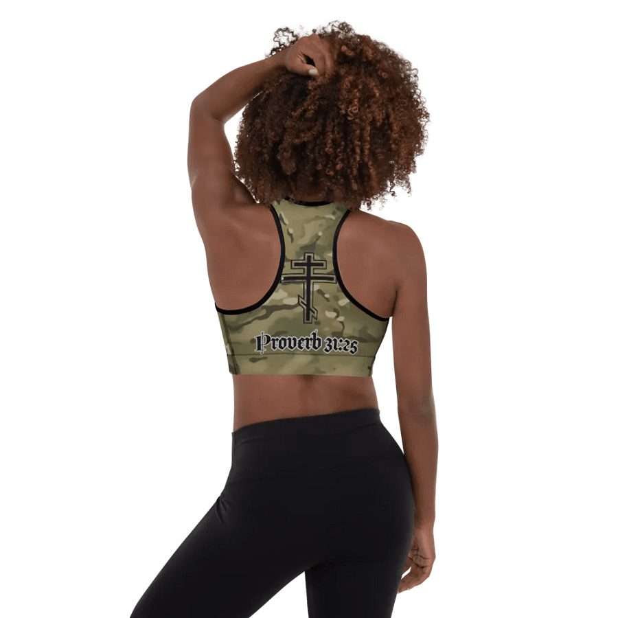 Faithful Camo: Proverb 3:25 Padded Sports Bra - Multicam product image (4)