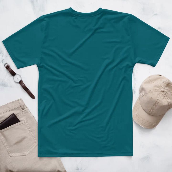 Plain Teal Blue True Summer Men's Crewneck Polyester Heavyweight Premium T-Shirt by Treasure Pie product image (2)